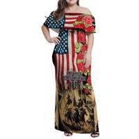 The First Kentucky Horse Racing Family Matching Off Shoulder Maxi Dress and Hawaiian Shirt Since 1875 American Flag Vintage Style - Wonder Print Shop