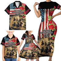 The First Kentucky Horse Racing Family Matching Short Sleeve Bodycon Dress and Hawaiian Shirt Since 1875 American Flag Vintage Style - Wonder Print Shop