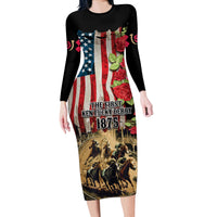 The First Kentucky Horse Racing Long Sleeve Bodycon Dress Since 1875 American Flag Vintage Style - Wonder Print Shop
