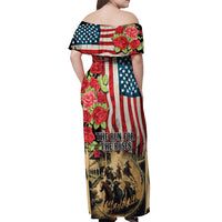 The First Kentucky Horse Racing Off Shoulder Maxi Dress Since 1875 American Flag Vintage Style - Wonder Print Shop