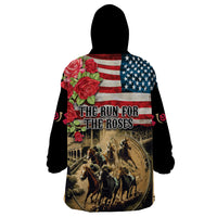 The First Kentucky Horse Racing Wearable Blanket Hoodie Since 1875 American Flag Vintage Style - Wonder Print Shop