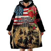 The First Kentucky Horse Racing Wearable Blanket Hoodie Since 1875 American Flag Vintage Style - Wonder Print Shop