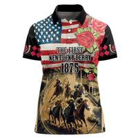The First Kentucky Horse Racing Women Polo Shirt Since 1875 American Flag Vintage Style - Wonder Print Shop