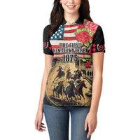 The First Kentucky Horse Racing Women Polo Shirt Since 1875 American Flag Vintage Style - Wonder Print Shop
