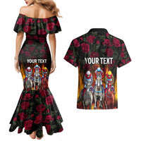 Personalized Kentucky Horses Racing Couples Matching Mermaid Dress and Hawaiian Shirt Race For Burning Roses - Wonder Print Shop