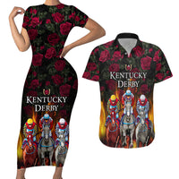Personalized Kentucky Horses Racing Couples Matching Short Sleeve Bodycon Dress and Hawaiian Shirt Race For Burning Roses - Wonder Print Shop