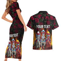 Personalized Kentucky Horses Racing Couples Matching Short Sleeve Bodycon Dress and Hawaiian Shirt Race For Burning Roses - Wonder Print Shop