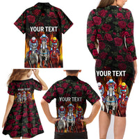Personalized Kentucky Horses Racing Family Matching Long Sleeve Bodycon Dress and Hawaiian Shirt Race For Burning Roses - Wonder Print Shop