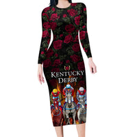 Personalized Kentucky Horses Racing Family Matching Long Sleeve Bodycon Dress and Hawaiian Shirt Race For Burning Roses - Wonder Print Shop