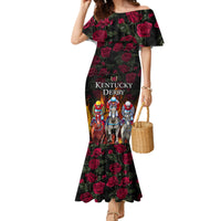 Personalized Kentucky Horses Racing Family Matching Mermaid Dress and Hawaiian Shirt Race For Burning Roses - Wonder Print Shop