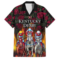 Personalized Kentucky Horses Racing Family Matching Off The Shoulder Long Sleeve Dress and Hawaiian Shirt Race For Burning Roses - Wonder Print Shop