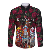 Personalized Kentucky Horses Racing Long Sleeve Button Shirt Race For Burning Roses - Wonder Print Shop