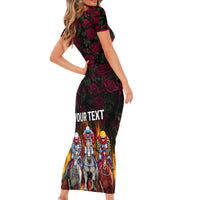 Personalized Kentucky Horses Racing Short Sleeve Bodycon Dress Race For Burning Roses - Wonder Print Shop