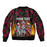 Personalized Kentucky Horses Racing Sleeve Zip Bomber Jacket Race For Burning Roses - Wonder Print Shop