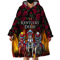 Personalized Kentucky Horses Racing Wearable Blanket Hoodie Race For Burning Roses - Wonder Print Shop