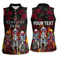 Personalized Kentucky Horses Racing Women Sleeveless Polo Shirt Race For Burning Roses - Wonder Print Shop