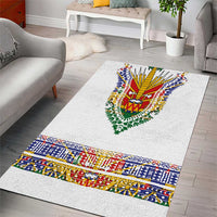 Haiti Flag Traditional Dashiki Area Rug White Color