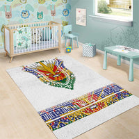 Haiti Flag Traditional Dashiki Area Rug White Color