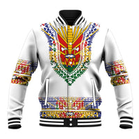 Haiti Flag Traditional Dashiki Baseball Jacket White Color