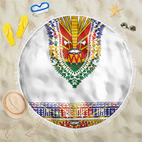 Haiti Flag Traditional Dashiki Beach Blanket White Color
