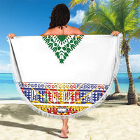 Haiti Flag Traditional Dashiki Beach Blanket White Color