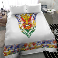 Haiti Flag Traditional Dashiki Bedding Set White Color
