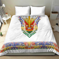 Haiti Flag Traditional Dashiki Bedding Set White Color
