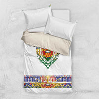 Haiti Flag Traditional Dashiki Bedding Set White Color