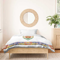 Haiti Flag Traditional Dashiki Bedding Set White Color