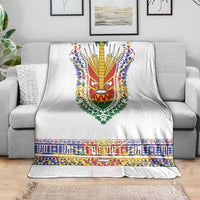 Haiti Flag Traditional Dashiki Blanket White Color