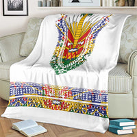 Haiti Flag Traditional Dashiki Blanket White Color