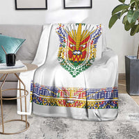 Haiti Flag Traditional Dashiki Blanket White Color
