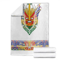 Haiti Flag Traditional Dashiki Blanket White Color