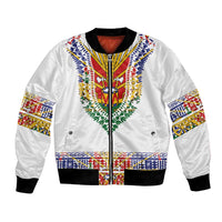 Haiti Flag Traditional Dashiki Bomber Jacket White Color