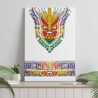Haiti Flag Traditional Dashiki Canvas Wall Art White Color
