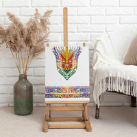 Haiti Flag Traditional Dashiki Canvas Wall Art White Color