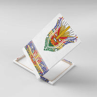 Haiti Flag Traditional Dashiki Canvas Wall Art White Color