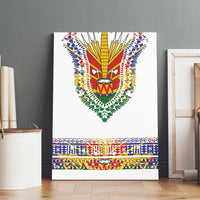 Haiti Flag Traditional Dashiki Canvas Wall Art White Color