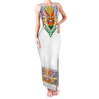 Haiti Flag Traditional Dashiki Family Matching Tank Maxi Dress and Hawaiian Shirt White Color