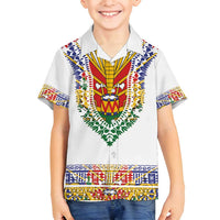 Haiti Flag Traditional Dashiki Family Matching Tank Maxi Dress and Hawaiian Shirt White Color