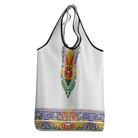 Haiti Flag Traditional Dashiki Grocery Bag White Color