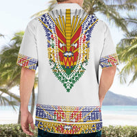 Haiti Flag Traditional Dashiki Hawaiian Shirt White Color