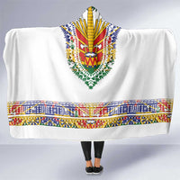 Haiti Flag Traditional Dashiki Hooded Blanket White Color