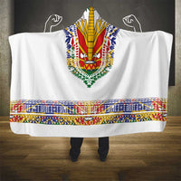 Haiti Flag Traditional Dashiki Hooded Blanket White Color