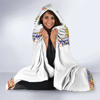 Haiti Flag Traditional Dashiki Hooded Blanket White Color