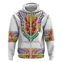 Haiti Flag Traditional Dashiki Hoodie White Color