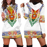 Haiti Flag Traditional Dashiki Hoodie Dress White Color