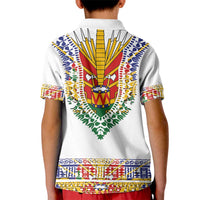 Haiti Flag Traditional Dashiki Kid Polo Shirt White Color
