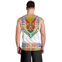 Haiti Flag Traditional Dashiki Men Tank Top White Color
