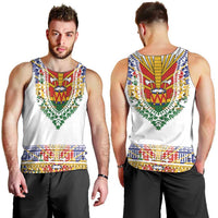 Haiti Flag Traditional Dashiki Men Tank Top White Color